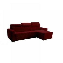 Canapé d'angle réversible EXPRESS SIDNEY DELUXE 120 cm cuir vachette bordeaux têtières réglables matelas 16 cm