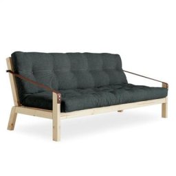 Banquette futon POETRY en pin massif coloris ardoise couchage 130 x 190 cm.