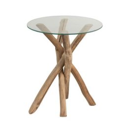 Sellette SEVA verre piètement branches bois naturel