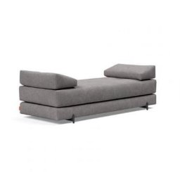 Méridienne design SIGMUND INDU Flashtex, Light grey convertible lit 160*200 cm pieds Acier noir