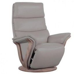 Fauteuil relax électrique FAUCON bi moteur coloris gris clair piètement pivotant