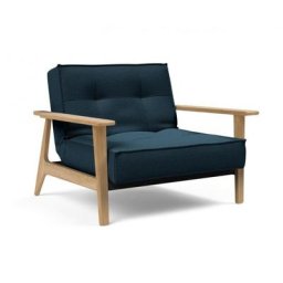 INNOVATION LIVING Fauteuil design SPLITBACK FREJ Argus Navy Blue convertible lit 90*115 cm accoudoirs chêne clair