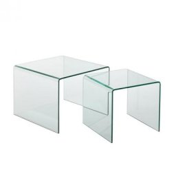 Set de 2 tables gigognes MAINTY en verre transparent
