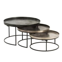 Set de 3 tables gigognes rondes en aluminium