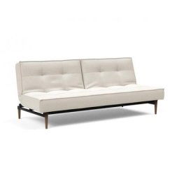 INNOVATION LIVING Canape SPLITBACK STYLETTO convertible lit 115*210 cm piétement noyer Tissu Bouclé Off White