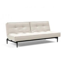 INNOVATION LIVING Canape SPLITBACK STYLETTO convertible lit 115*210 cm pieds chêne noir Tissu Bouclé Off White