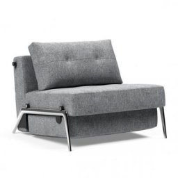 INNOVATION LIVING Fauteuil design CUBED 02 ALU convertible 200*90cm tissu Twist Granite
