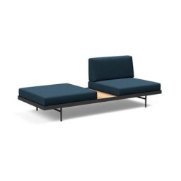 INNOVATION LIVING Canapé design PURI convertible lit 195*80 cm tissu Argus Navy Blue avec table chêne