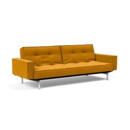 INNOVATION LIVING Canapé SPLITBACK pieds chromé avec accoudoirs convertible lit 115*210 cm tissu Elegance Burned Curry