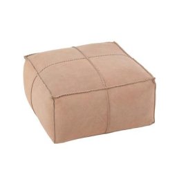 Pouf carré en véritable Cuir / Rose