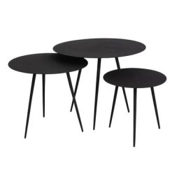 Set de 3 tables d'appoint MAKOA métal noir mat