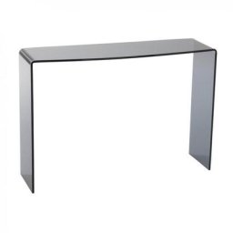 Console design MAINTY en verre fumé gris transparent
