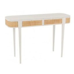 Console RARY 2 tiroirs en bois exotique blanc et rotin naturel