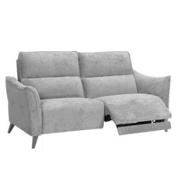 Canapé 2 places RELAX électrique ATTITUDE têtière réglable tissu chenillé gris argent