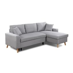 Canapé d'angle réversible convertible ARKO gris clair méridienne coffre