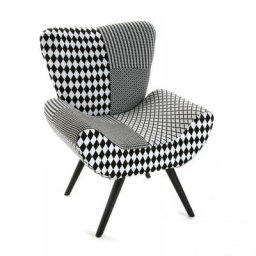 Fauteuil ASTRID motif pied de poule noir/blanc