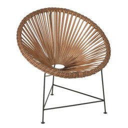 Fauteuil design AGAFI en rotin brun