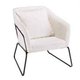 Fauteuil design GOTHY Blanc tissu bouclette / Structure métal noir