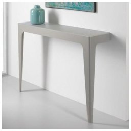 Tables console BRIDGE en acier - plateau en verre retro laqué en gris tourterelle