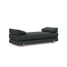 Méridienne design SIGMUND WOOD Black Raven convertible lit 160*200 cm pieds chêne