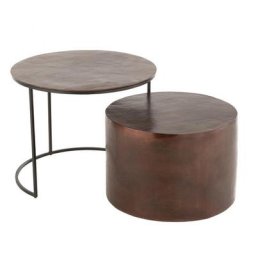 Lot de 2 tables gigognes Bloc Rond Marron