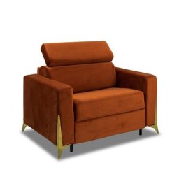 Fauteuil express ODACIO convertible 70cm sommier lattes têtières réglables matelas épaisseur 16cm pieds dorés