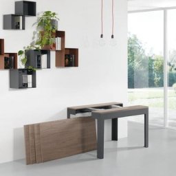 Table console extensible ULISSE acier coloris gris ardoise noyer