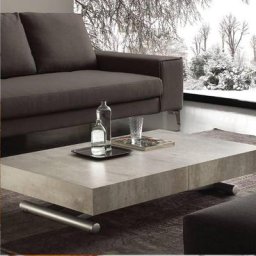 Table basse relevable extensible BLOCK design ciment aspect vieilli