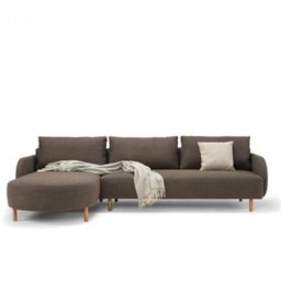 Canapé d'angle ALFA ROUND 2 places chaise longue gauche pieds bois naturel