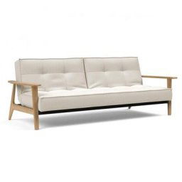 INNOVATION LIVING Canapé lit design SPLITBACK FREJ convertible 115*210 cm accoudoirs bois tissu Bouclé Off White