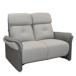 Canapé relax 2 places électrique GELLIN microfibre gris perle / plomb têtières électriques