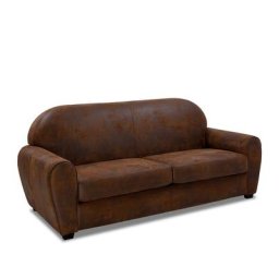 Canapé fixe CLUB 3 places en micrifibre vintage marron