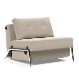 INNOVATION LIVING Fauteuil design CUBED 02 ALU convertible 200*90cm tissu Gris Sable Blida