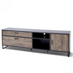 Meuble TV HALTON 2 tiroirs 1 porte décor chêne gris cosmos 220 cm