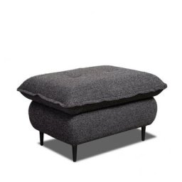 Pouf rectangulaire LISBONNE tissu tweed anthracite chiné