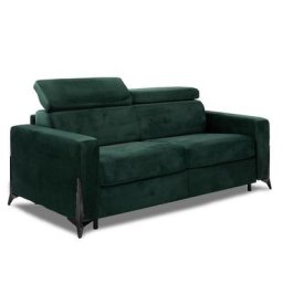 Canapé express BOULOGNE convertible 160 cm sommier lattes matelas 16cm pieds métal noir