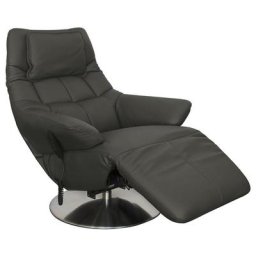 Fauteuil relax électrique KILLEM bi moteur coloris anthracite piètement pivotant inox