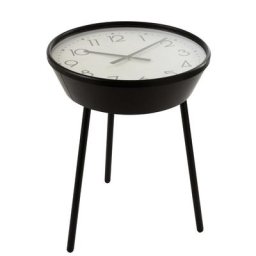 Table bassse horloge chiffres arabes BARA ronde en métal noir