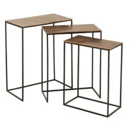 Set de 3 tables gigognes rectangulaires ROUK en aluminium cuivré/ rouille
