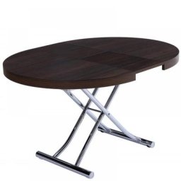 Table basse ronde relevable et extensible SATURNA WENGE diamètre 105 x 105/135 cm