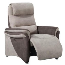 Fauteuil relax électrique ZILIA microfibre mastic / brun taupe