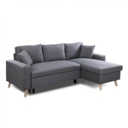 Canapé d'angle réversible convertible ARKO gris foncé méridienne coffre