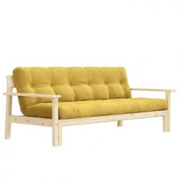 Canapé convertible futon UNWIND pin naturel coloris miel 130 x 190 cm.