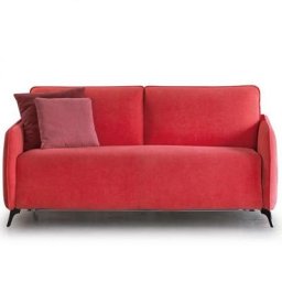 Canapé fixe CARMINE 3 places tissu Maracaibo fraise pieds Liberty acier brun