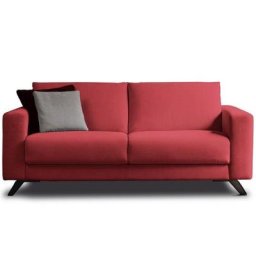 Canapé Convertible PRODIGIO 140*195 tissu microfibre rouge pieds Following acier brun