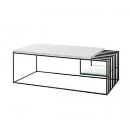 Table basse JULLY blanc mat et métal noir