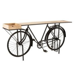 Console vélo rétro TROE en bois de manguier naturel et métal noir.