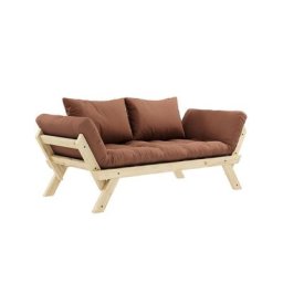 Banquette méridienne futon BEBOP pin naturel coloris brun argile couchage 75*200 cm.