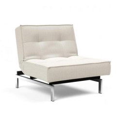 INNOVATION LIVING Fauteuil design SPLITBACK CHROME convertible lit 90*115 cm tissu Bouclé Off White