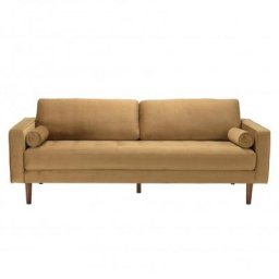 Canape fixe 3 places MADRID Tissu velours Camel